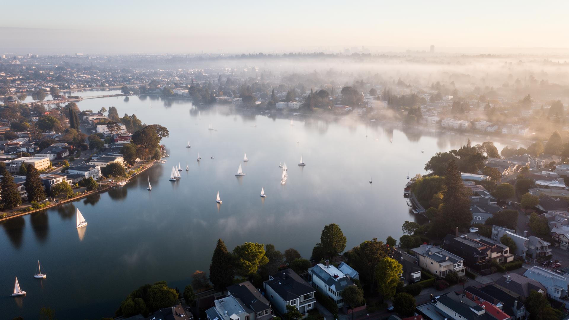 Lake Merritt Oakland in morning light